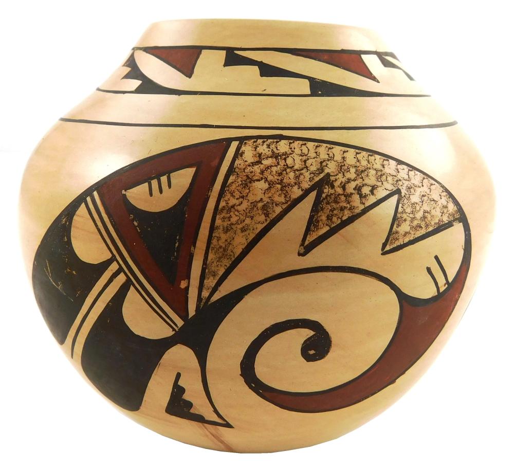 Appraisal: Fawn Garcia Navasie Hopi b pottery jar cream brown rust