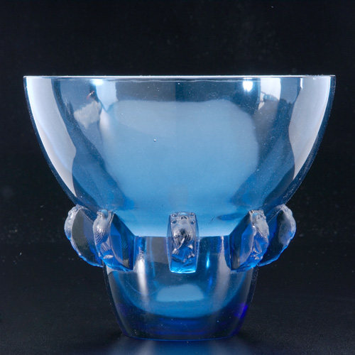 Appraisal: R LALIQUE Vase Carthage deep blue c M p No