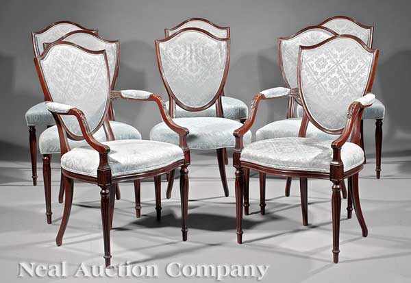 Appraisal: A Suite of Eight Federal-Style Mahogany Dining Chairs comprised of