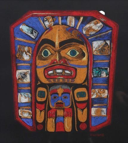 Appraisal: Framed pastel on paper depicting Pacific Northwest Coast mask signed