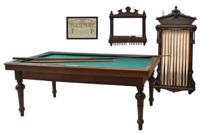 Appraisal: lot of Carom billiards table and accessories th c comprising