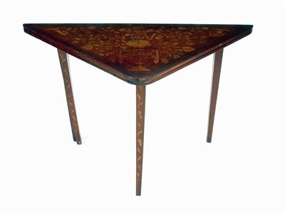 Appraisal: A th century Dutch oak marquetry folding card table the