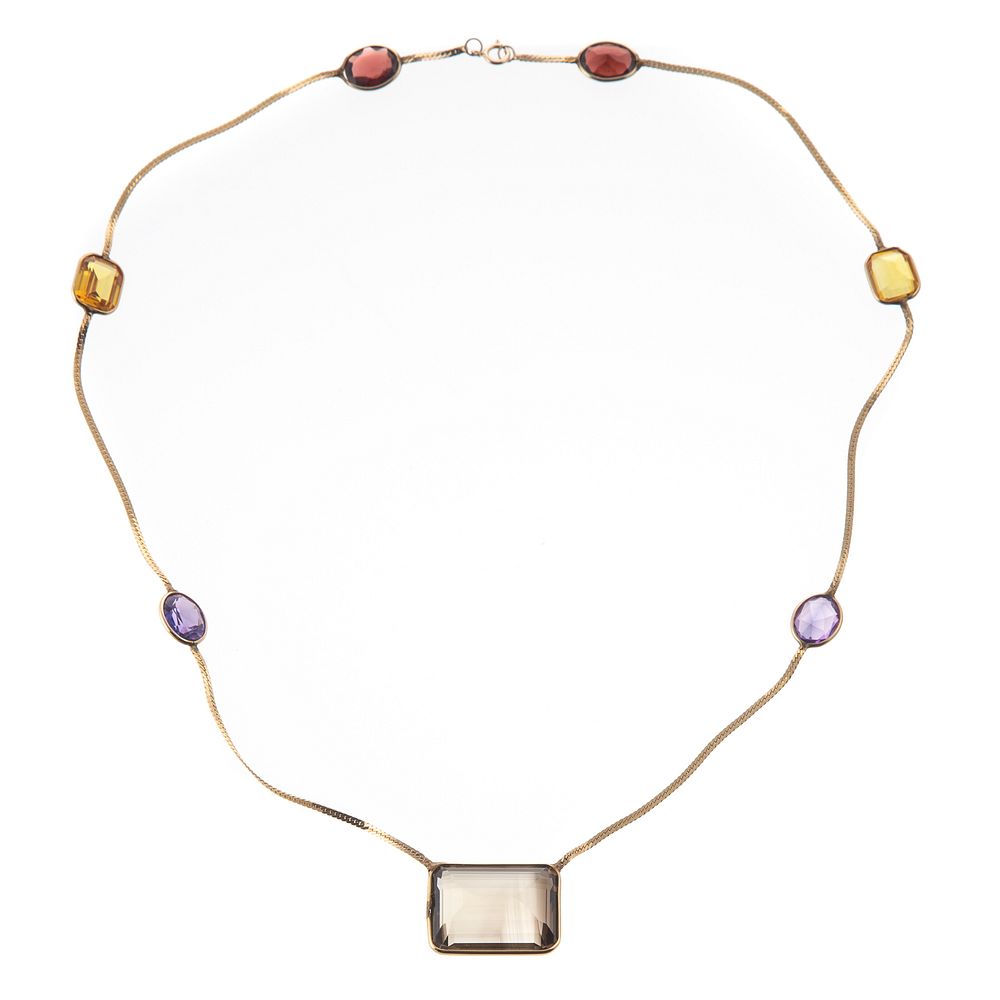 Appraisal: A Multi Gemstone Station Necklace in K K yellow gold