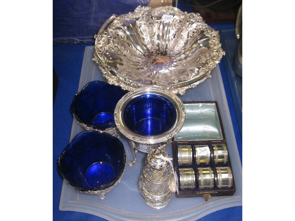 Appraisal: Tray lot of EP - cake basket sugar bowl castor