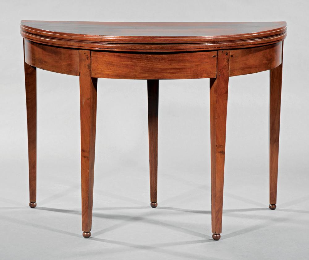 Appraisal: Louis XVI-Style Mahogany Demilune Games Table foldover top tapered legs