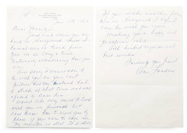 Appraisal: A Marilyn Monroe-received letter from Ann Landers On two sheets