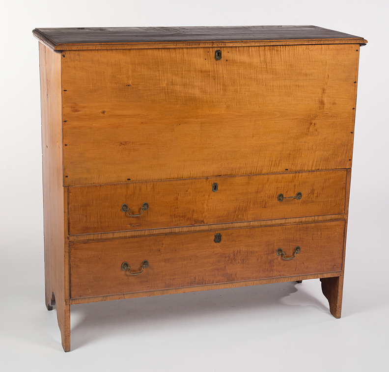 Appraisal: AMERICAN MULE CHEST First half- th century curly maple and