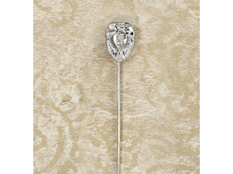 Appraisal: DIAMOND STICKPIN White gold set with two European cut diamonds