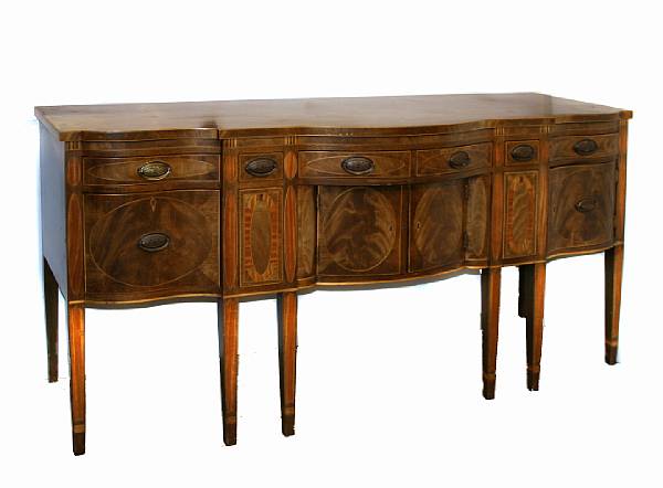 Appraisal: A George III style inlaid mahogany sideboard height in width