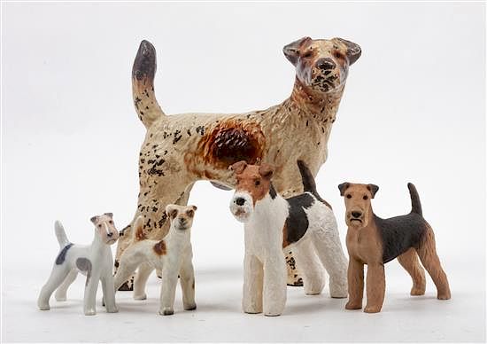 Appraisal: A Group of Five Wire Fox Terriers Width of widest