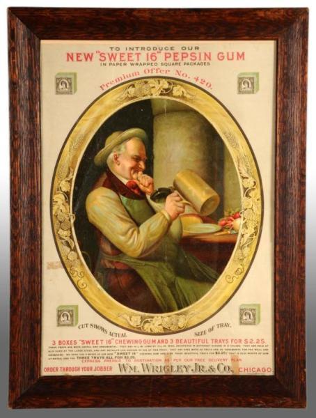 Appraisal: Framed Paper Wrigley's Sweet Gum Advertisement Description Very early piece