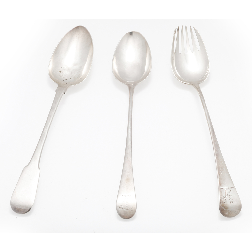 Appraisal: A group of three serving spoons London circa various makers