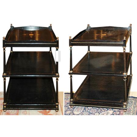 Appraisal: Pair of Regency Style Three-Tier Side Tables Estimate -