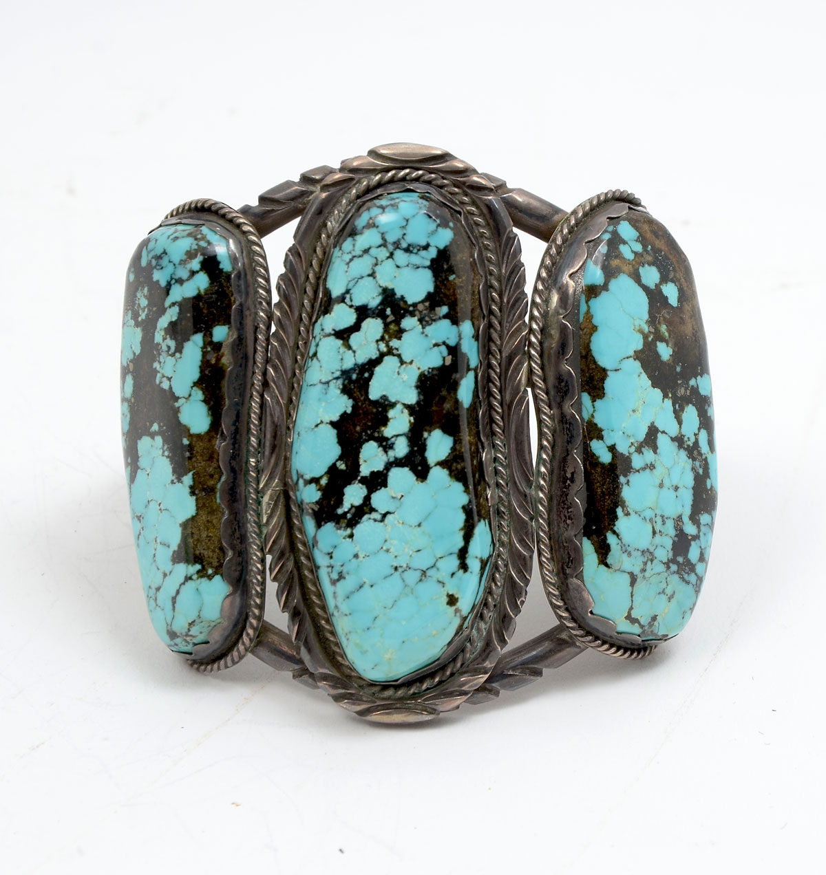 Appraisal: NATIVE AMERICAN OLD PAWN SILVER TURQUOISE BRACELET Navajo old pawn