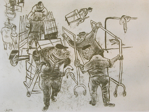 Appraisal: Market on th Street Gropper William American - Etching x