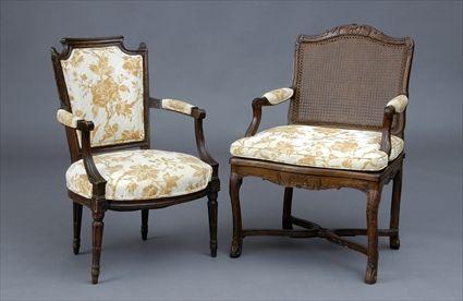 Appraisal: R GENCE CARVED FAUTEUIL AND A DIRECTOIRE FAUTEUIL The largest