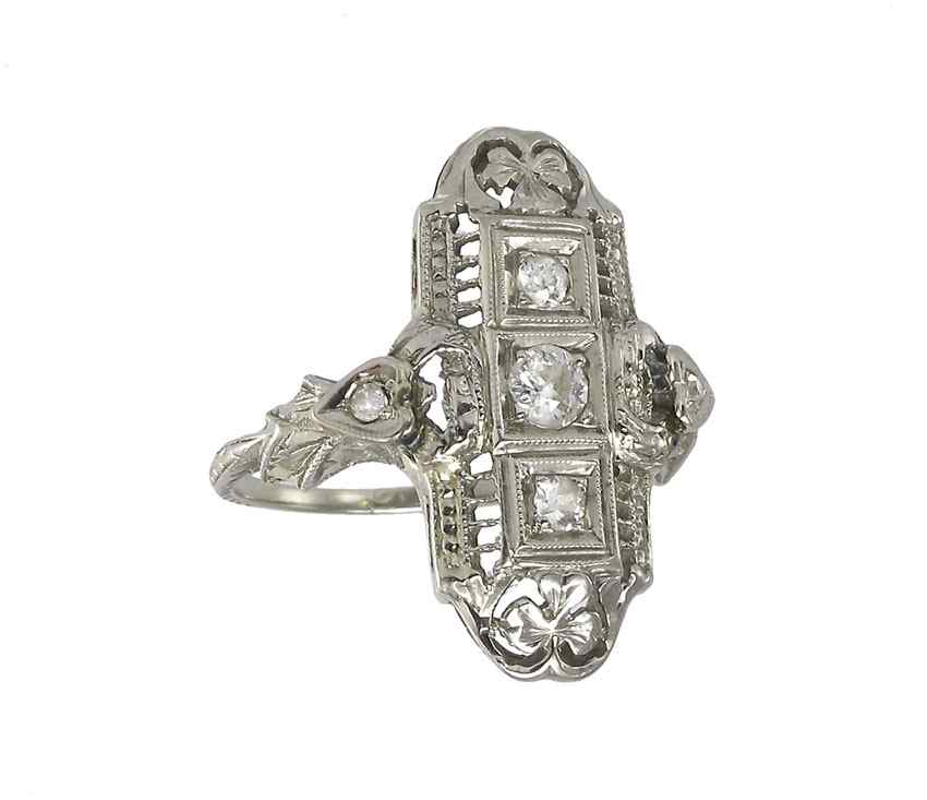 Appraisal: ANTIQUE K DIAMOND FILIGREE RING K white gold antique ring