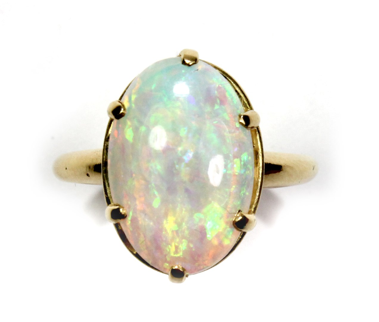 Appraisal: An ct gold ring claw set with an oval opal