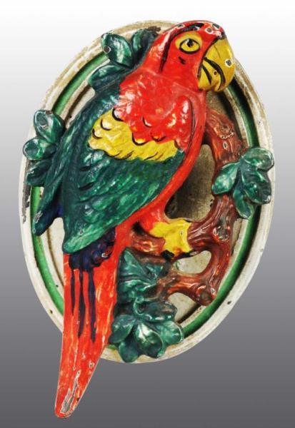 Appraisal: Cast Iron Parrot on Branch Doorknocker Description Hubley Realistically painted