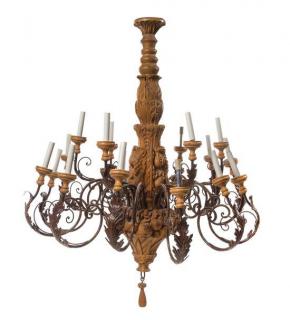 Appraisal: A Carved Wood Twenty-Seven Light Chandelier second half th century