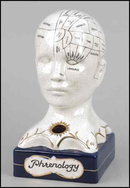 Appraisal: TRANSFER DECORATED CERAMIC PHRENOLOGY BUST H '' W '' D