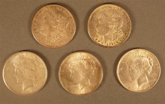 Appraisal: Lot of Silver dollars Morgan S Morgan Peace S Peace