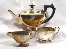 Appraisal: An art deco three piece silver plated tea set circa