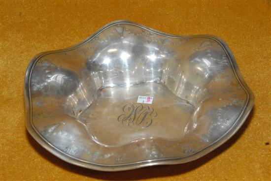 Appraisal: STERLING SILVER CENTERPIECE BOWL Lobbed rim Bright cut and monogrammed