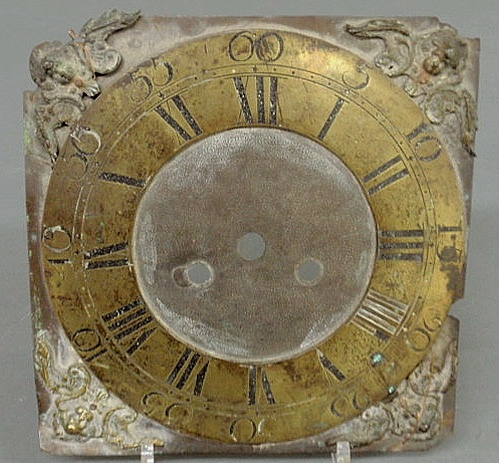 Appraisal: Early brass clock face th c with Roman numerals x