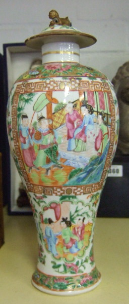 Appraisal: A Canton 'famille-rose' vase th century painted with figure panels