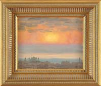 Appraisal: NELSON AUGUSTUS MOORE American - SUNSET OVER CITYSCAPE Colorful oil