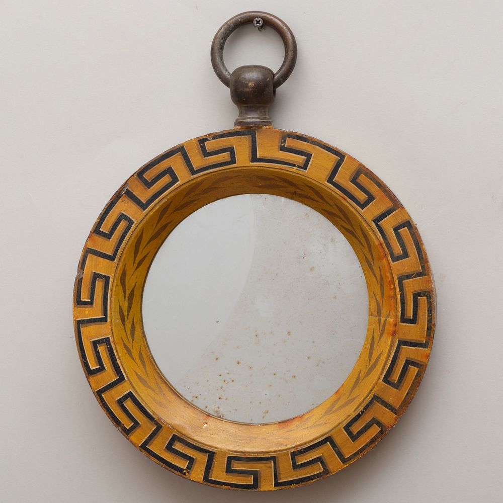 Appraisal: Pair of Small Circular T le Peinte Mirrors with Greek