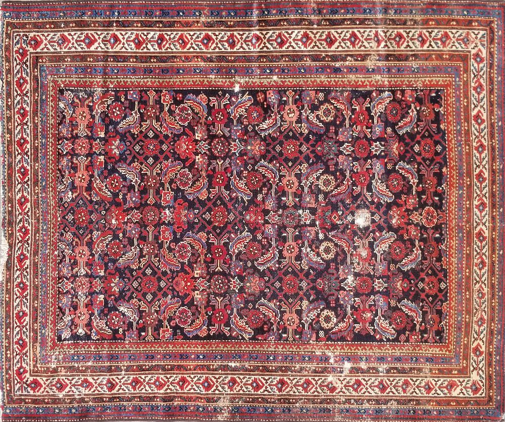 Appraisal: Antique Persian Hand Knotted Oriental Carpet Antique Persian Hand Knotted