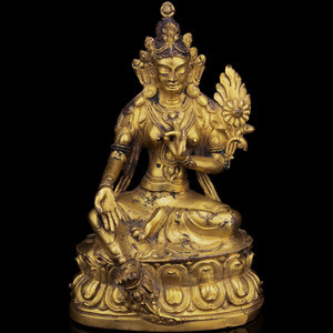 Appraisal: A Sino-Tibetan Gilt Bronze Figure of Bodhisattva th th Century