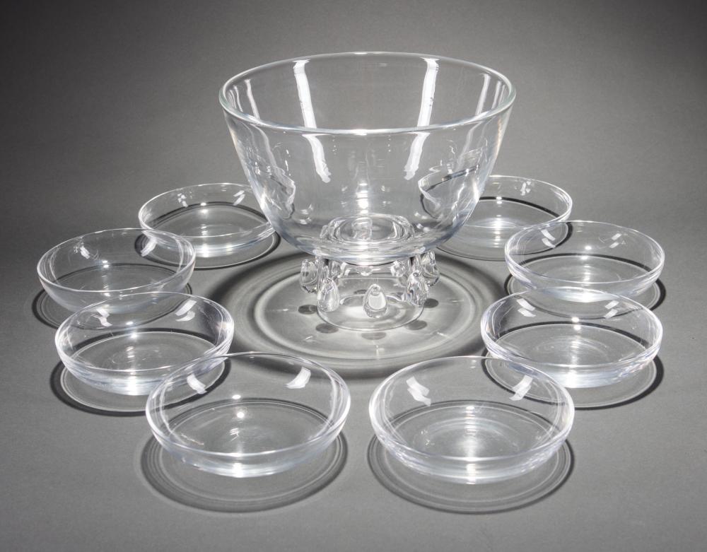 Appraisal: Steuben Glass Talisman Bowl and Eight Berry Bowls c bowl