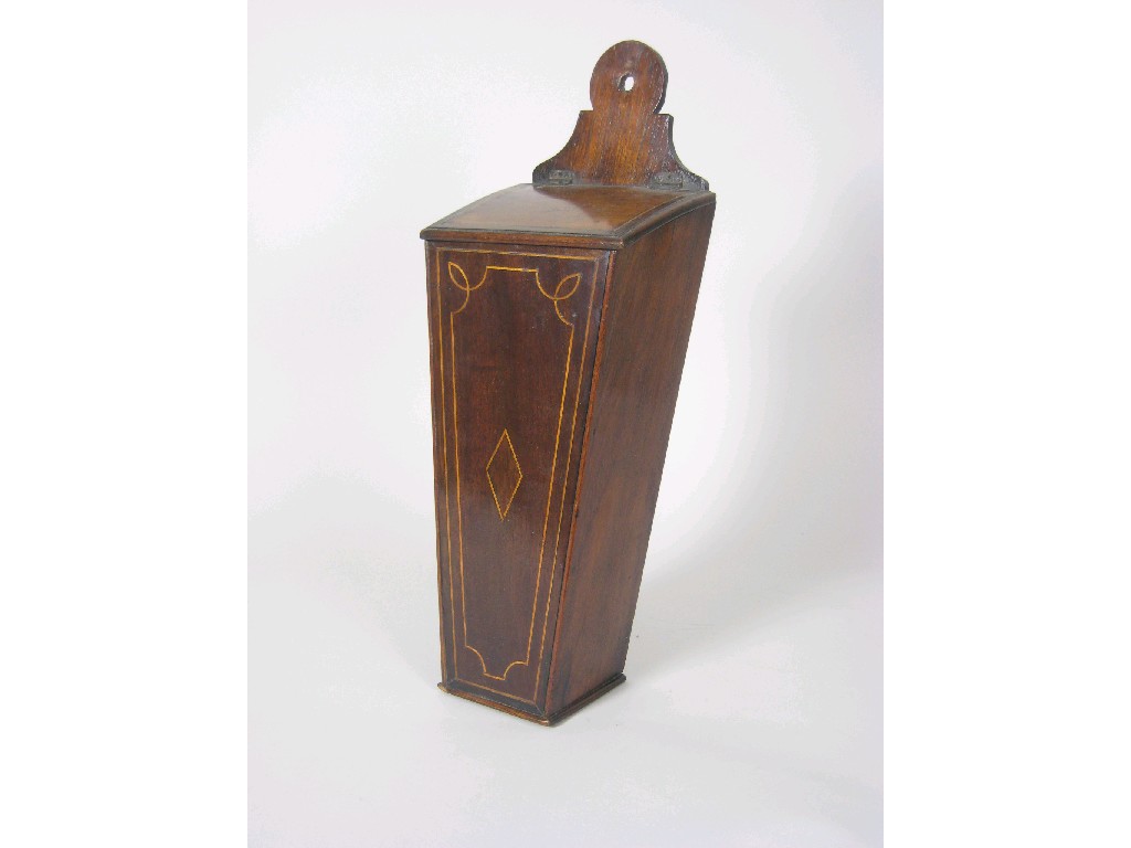 Appraisal: An antique oak and mahogany Salt Box with sloping lid