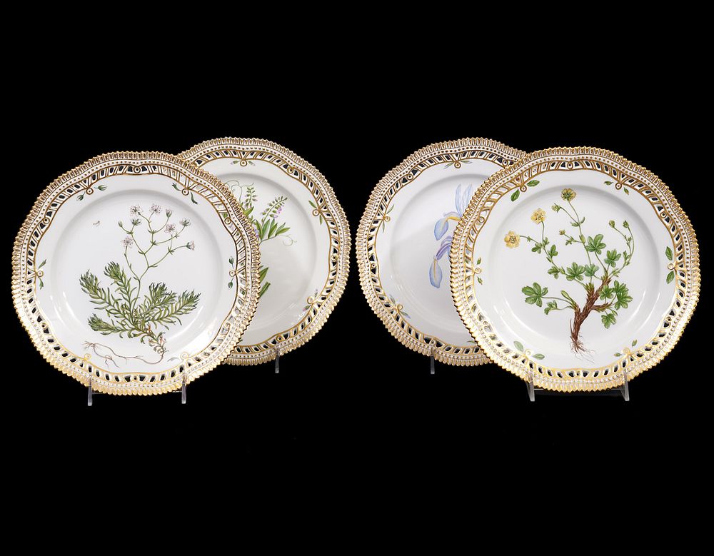 Appraisal: Flora Danica Pierced Dinner Plates Flora Danica pierced dinner plates