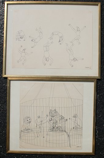 Appraisal: ALEXANDER CALDER CIRCUS LITHOGRAPHS Tiger Cage '' x '' signed