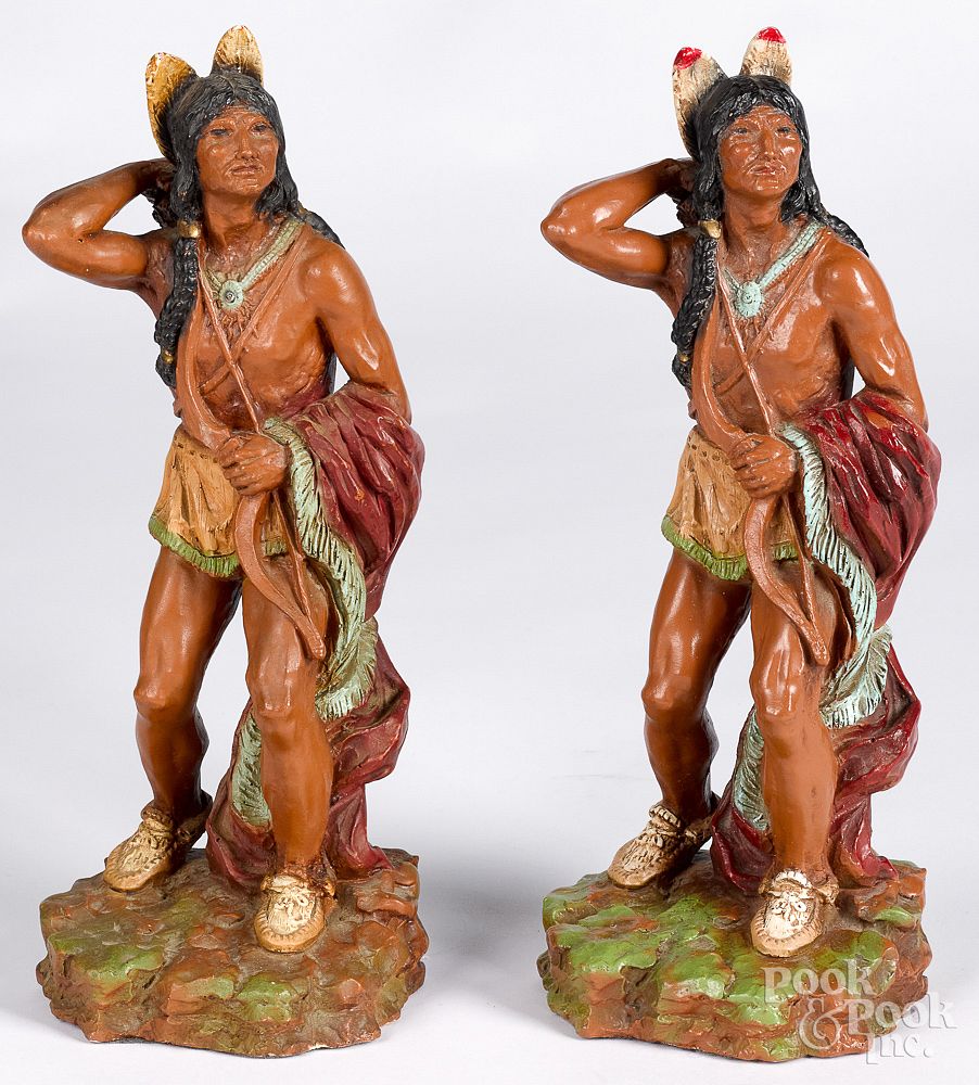 Appraisal: Pair of resin figures of Native American Indians Pair of