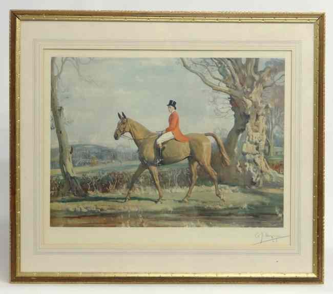 Appraisal: Signed Alfred James Munnings artist's proof Alfred James Munnings United