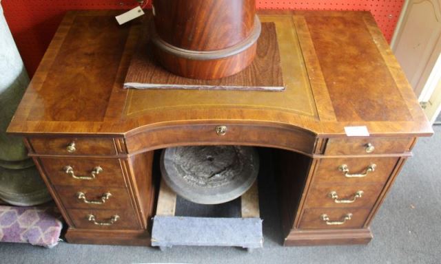 Appraisal: Mahogany Banded and Leather Top Desk From a Greenwich CT