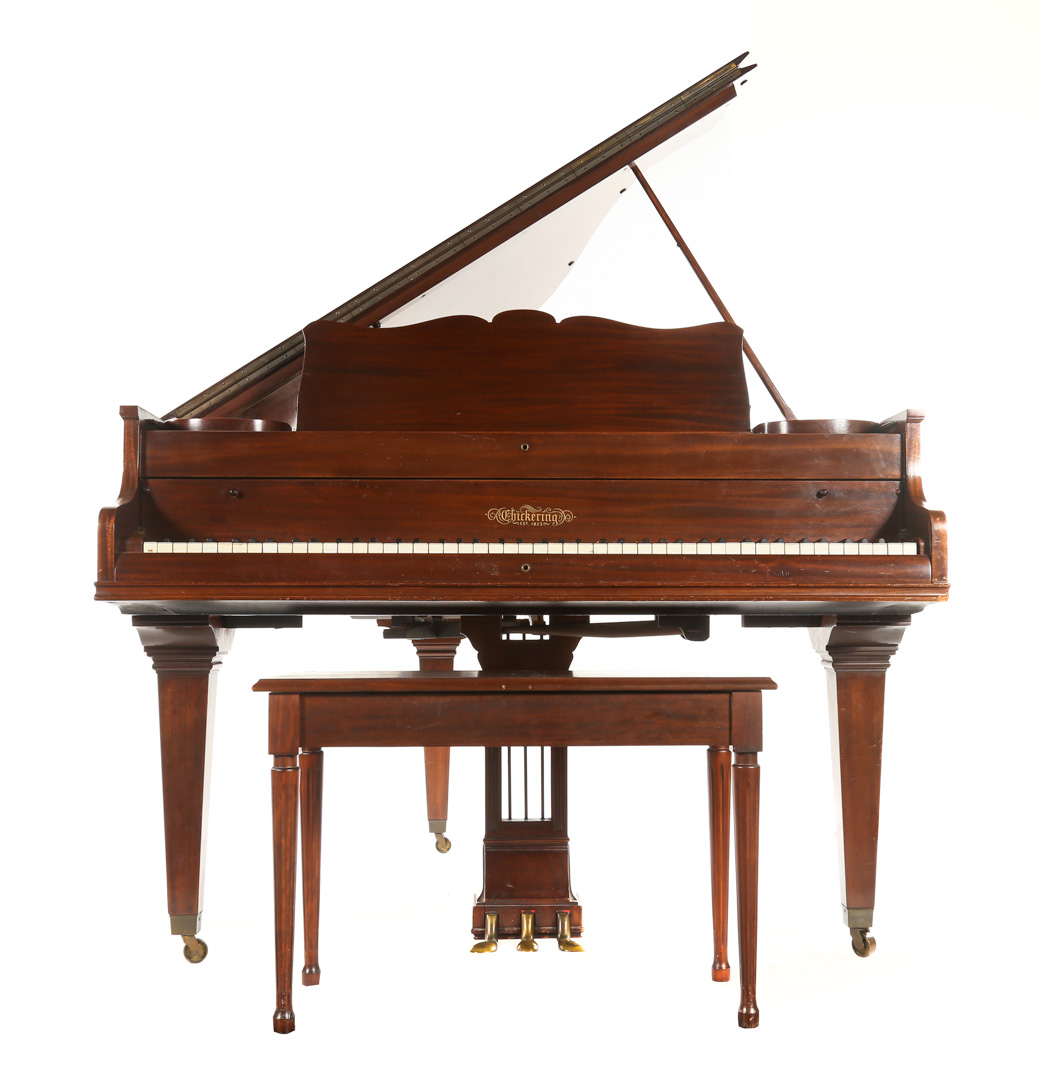 Appraisal: Chickering mahogany cased quarter grand piano early th century with