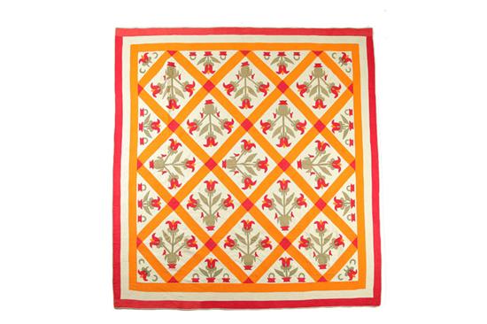 Appraisal: APPLIQUE QUILT Midwest or Pennsylvania nd half- th century cotton