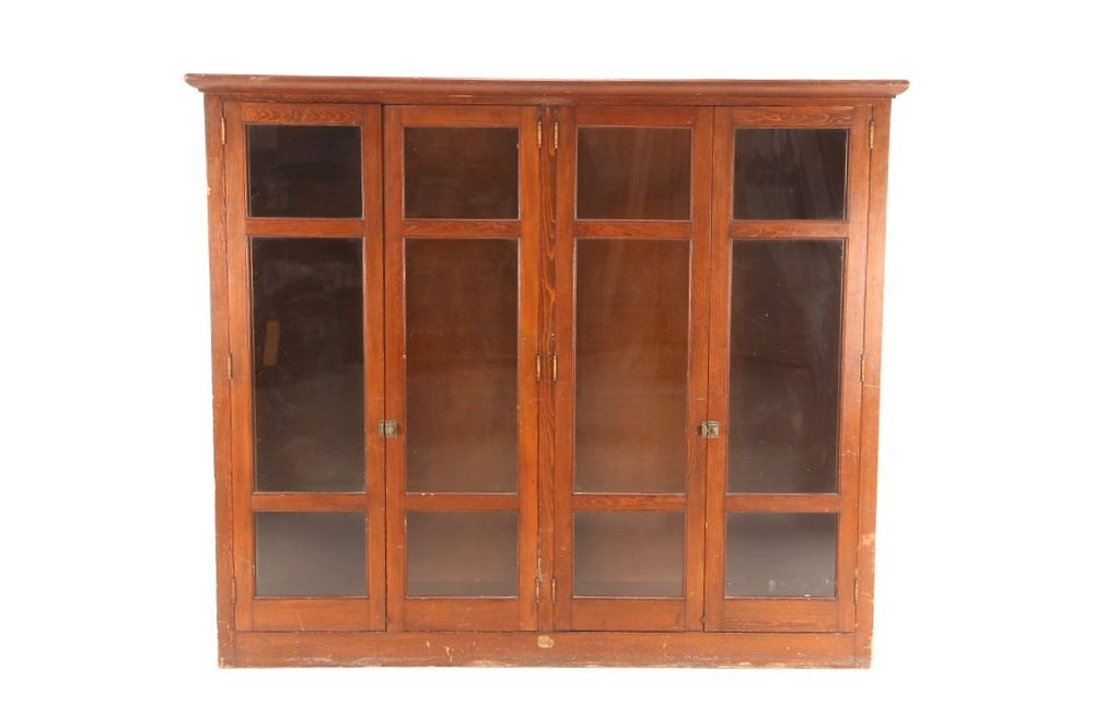 Appraisal: Mercantile Oak Display Cabinet Circa Mid s For your consideration