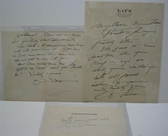 Appraisal: GIBSON CHARLES DANA Three items Two Autograph Letters Signed Autograph