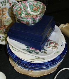 Appraisal: A Chinese famille rose bowl together with a Minton cabinet