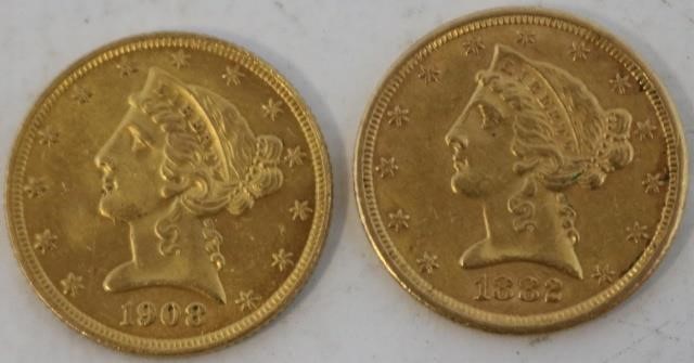 Appraisal: TWO US LIBERTY -DOLLAR GOLD COINS S AND BOTH IN