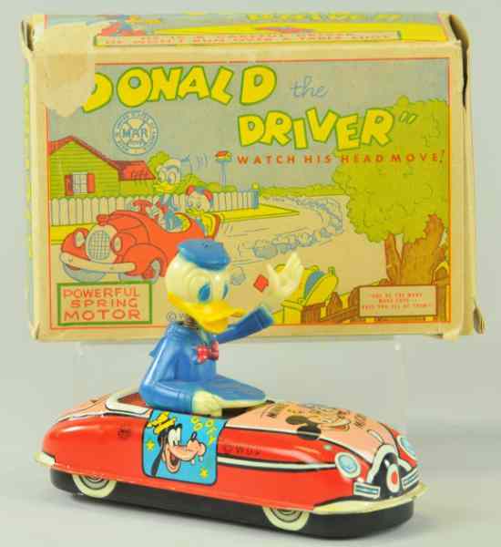 Appraisal: DONALD THE DRIVER WITH BOX Marx Toys lithographed tin and