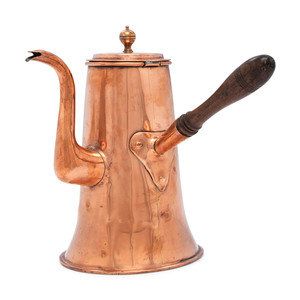 Appraisal: An English Copper Coffee Pot with Wooden Handle th Century