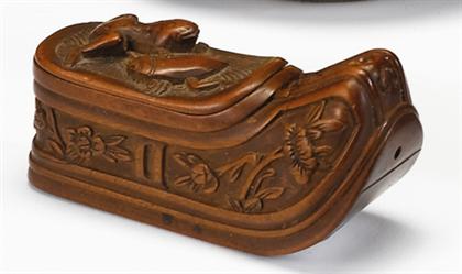 Appraisal: Good Chinese huangyangmu boxwood snuff box mid qing dynasty Of